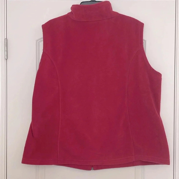 Columbia Pink/Red Fleece Zip Up Vest Jacket Sleeveless Collared Pockets Size 2X - Picture 2 of 5